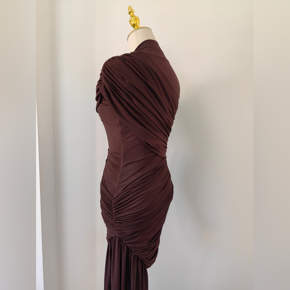 DE LA VALI ravenna mini dress In Brown Jersey - Picture 10 of 15